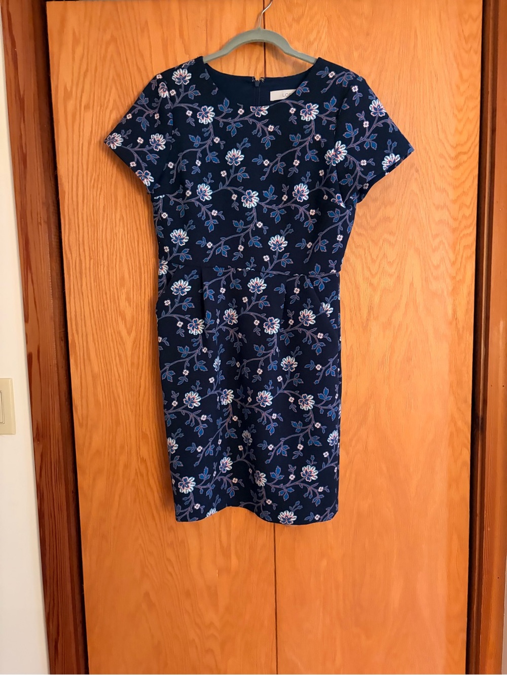 LOFT Navy Floral Fit-and-Flare Mini Dress
